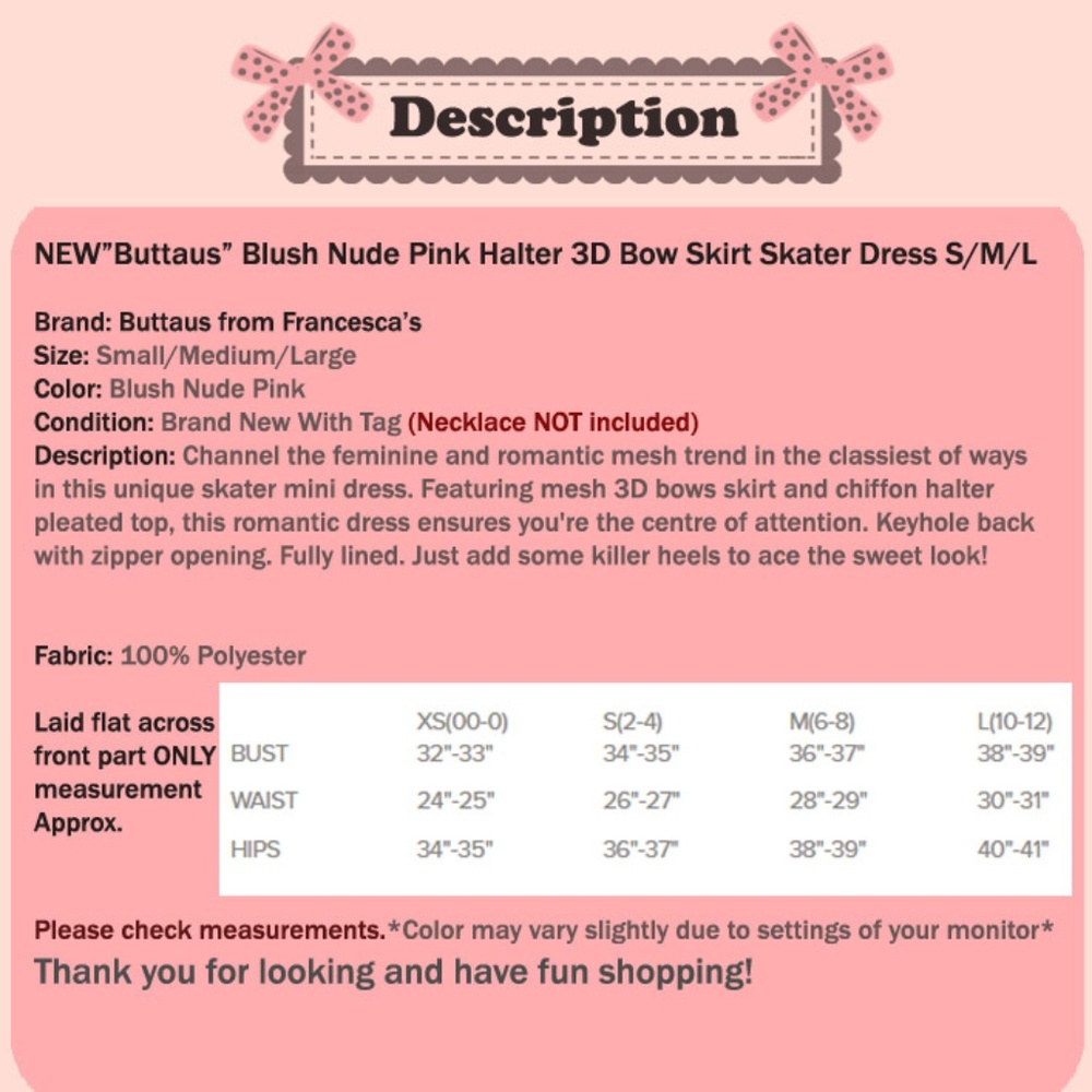 Last☝️Blush Nude 3D Mesh Bow Cocktail Skater Dress - Picture 8 of 8